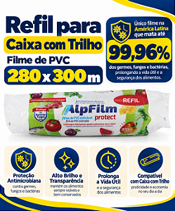 1 un – Filme de PVC Protect Refil para Caixa com Trilho 280mm x 300m Alpfilm