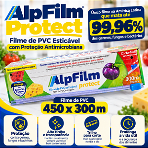 1 un – Caixa com Trilho Filme de PVC Antibacteriano com Cortador Deslizante 450mm x 300m