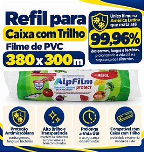 1 un – Filme de PVC Protect Refil para Caixa com Trilho 380mm x 300m Alpfilm