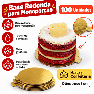 PD101 - 100 un – Base Disco Redondo para Doces Finos e Monoporções Plastificado em Papel Cartão