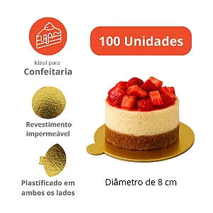 PD101 - 100 unid - Bases para monoporção 8 cm na cor Dourada
