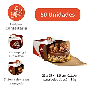 PD23 - 50 unid - Embalagem para bolos em papel kraft de até 1,5 kg