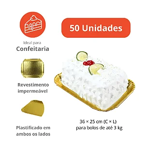 PD219AD - 50 unid - Pratos Dourados Reforçados para bolos e tortas de 3,0 kg