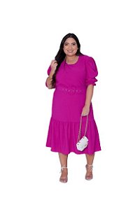Vestido Rosé Plus Size Acompanha o Cinto