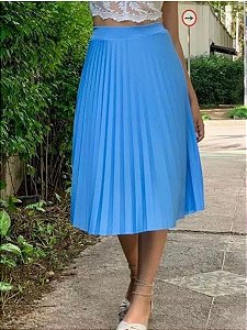 Saia Mídi Plissada - Azul Marinho - G - Donna Vanda Moda Prime|Saias e  Vestidos - Moda Social e Evangélica