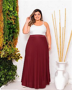 Saia Plissada Longa Plus Size