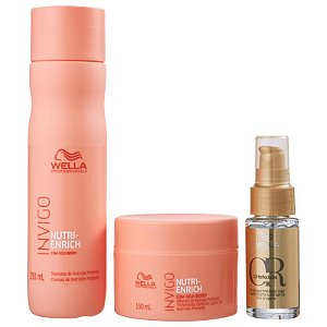 Kit Wella Professionals Invigo Nutri-Enrich Shampoo 250ml + Mascara 150ml + Óleo Oil Reflections 30ml