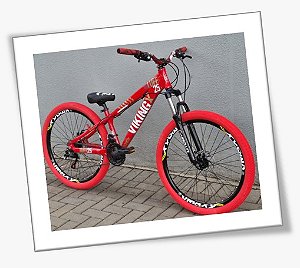 Bicicleta Aro 26 Viking X Tuff 25 Freeride Vermelho 1x7v