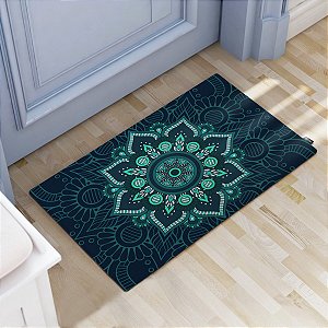 Tapete Decorativo 60x40cm Mandala Azul Escura