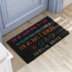 Tapete Decorativo 60x40cm Lar Família e Benção PERSONALIZADO