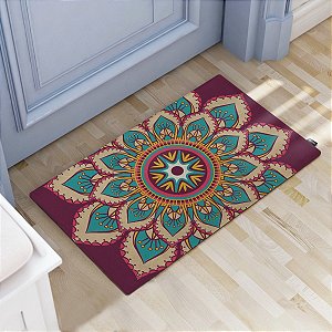 Tapete Decorativo 60x40cm Mandala Roxa, Rosa e Azul