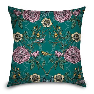 Capa de Almofada Synth 45x45cm Pássaros e Flores 01