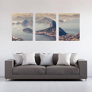 Kit Quadro Canvas 50x70cm com 3 peças Pão de Açúcar