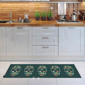 Passadeira Decorativa 180x40cm Caveiras Flores