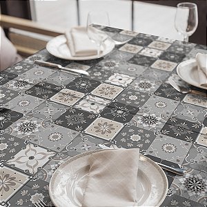 Toalha de Mesa Synth 140x140cm Hidraulico Cinza