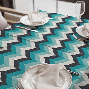 Toalha de Mesa Synth 140x140cm Geo Blue
