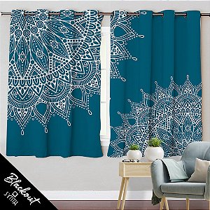 CORTINA SYNTH (BLACKOUT) 1,50x2,40m  Mandala Turquesa