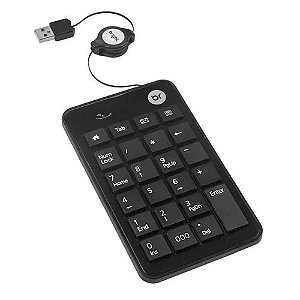 Mini Teclado Numérico Usb Cabo Retrátil Com 23 Teclas Preto