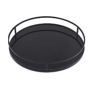 13622 - Bandeja em Metal com Vidro Preto G