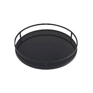 13622 - Bandeja em Metal com Vidro Preto P