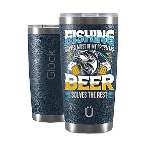 Copo Térmico Gluck CT Future Fishing & Beer Solves 591ML Hammer Blue