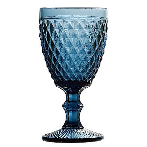 Conjunto Taças de Vidro 325ml Água Vinho Bico de Abacaxi Azul