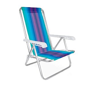 Cadeira Reclinável Alumínio 4 Posições - Padrão Azul