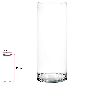 Vaso de Vidro Cilindro Transparente - 50cm