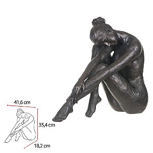 Escultura Decorativa Bailarina Poliresina - Preto