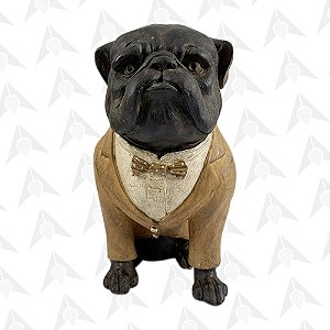 Cachorro Decorativo Buldogue Terno Marrom