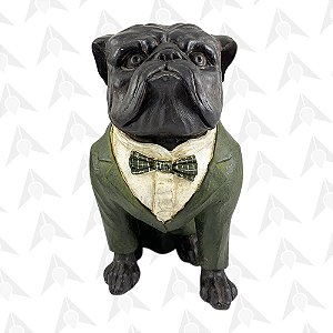 Cachorro Decorativo Buldogue Terno Verde