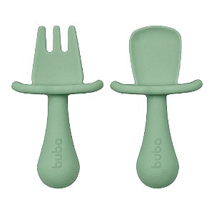 Kit Talheres Silicone Buba - Verde