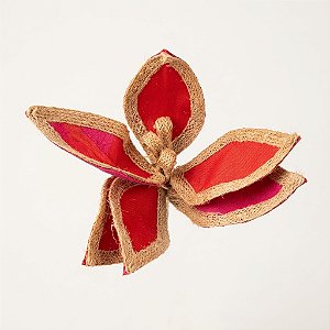Flor de Poinsétia Artificial Vermelha com Juta Rústica 25cm (74839001)