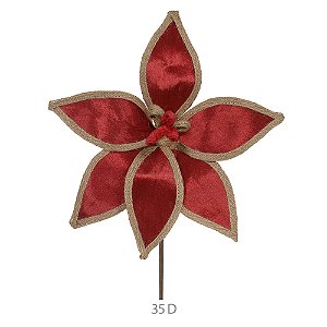 Flor Natal Bico de Papagaio Avelulado 25cm - Vermelho