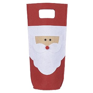 Porta Garrafa Natal Papai Noel 30x15cm - Vermelho Branco