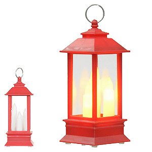 Lanterna Decorativa Natal Vela 13x5cm - Vermelho
