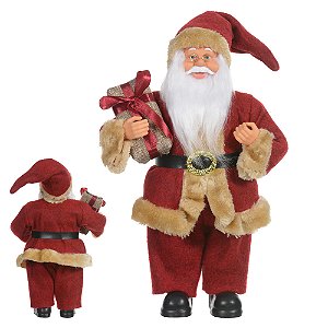 Papai Noel Em Pé Natal 30cm - Vermelho Bege
