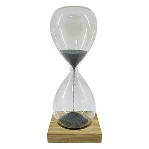 Ampulheta Decorativa Magnética em Vidro Base Madeira - 1:20 Minutos
