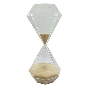 Ampulheta Decorativa em Vidro Areia Bege Diamond - 15 Minutos