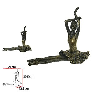 Escultura Decorativa em Poliresina Bailarina (Bronze) 20,5 x 21 x 12,5cm