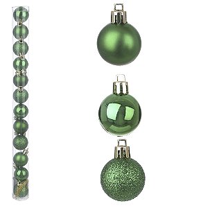 BOLA NATAL EM TUBO MISTA C/12 UND (VERDE) 3cm