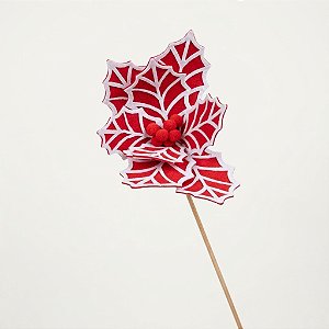 Flor de Poinsétia Artificial Vermelha com Teia Branca 25cm (47224002) |