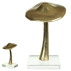 ESCULTURA DECORATIVA POLIRESINA COGUMELO (DOURADO) 13,5X11,5X19,8cm