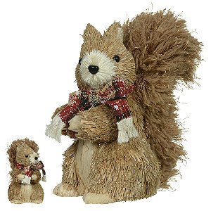 Esquilo Natalino em PE Palha – Bege – 18 cm