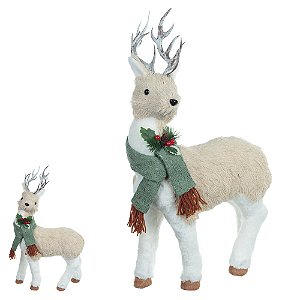 Rena Natalina em PE com acabamento em Sisal – Verde Bege – 53 x 18 cm