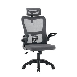 Cadeira Office Baltimore com Apoio – Tela Mesh Grafite e Base Preta