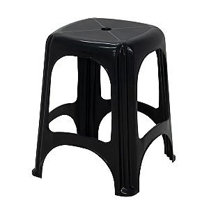 BANQUETA DE PLASTICO BAIXA PLASNEW - PRETO