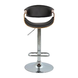 Banqueta Nicole Rivatti com Base Disco e Assento em PU Preto