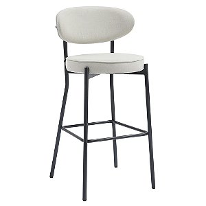 Banqueta Eva Rivatti Estofada com Base Metálica Tecido Off-White