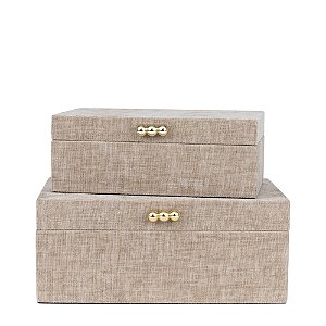 Caixa Decorativa em MDF com Revestimento em Veludo Bege- (22519)